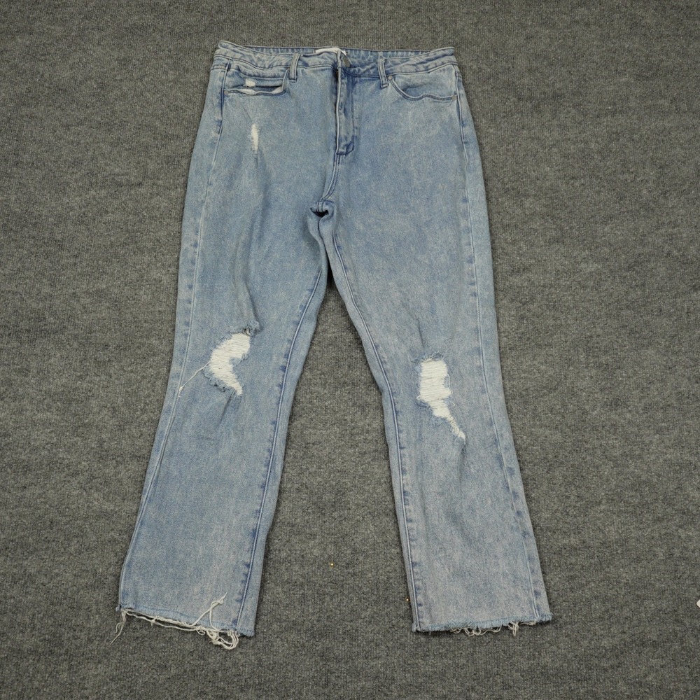 Articles of Society Jeans Womens 30 Blue Distressed Straight Leg Raw Hem Denim